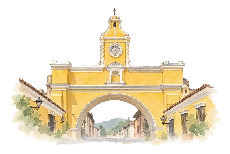 Antigua Guatemalaの水彩スケッチ