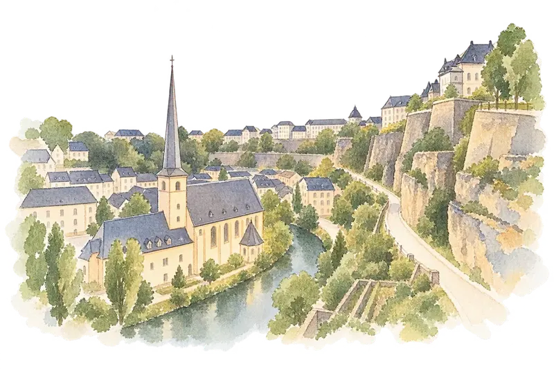 City of Luxembourg: its Old Quarters and Fortificationsの水彩スケッチ