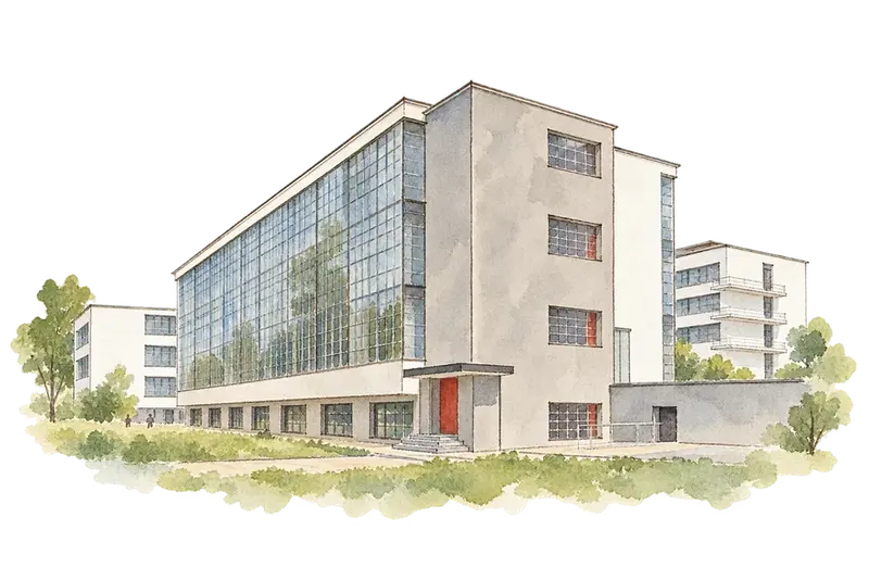 Bauhaus and its Sites in Weimar, Dessau and Bernauの水彩スケッチ