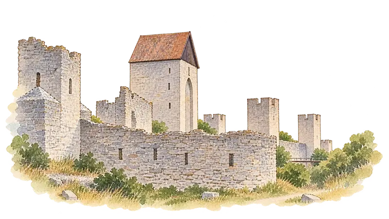 Hanseatic Town of Visbyの水彩スケッチ