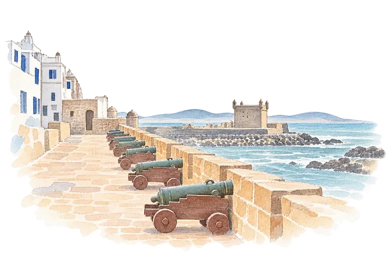 Medina of Essaouira (formerly Mogador)の水彩スケッチ