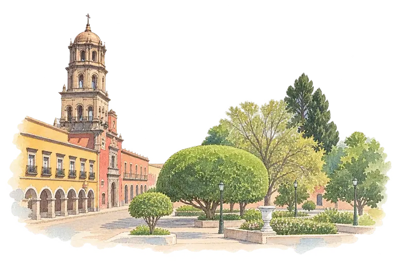 Historic Monuments Zone of Querétaroの水彩スケッチ