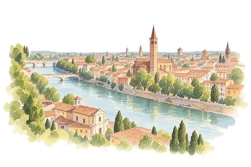 City of Veronaの水彩スケッチ