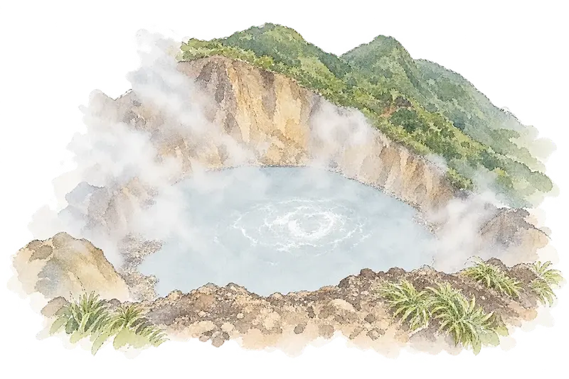 Morne Trois Pitons National Parkの水彩スケッチ