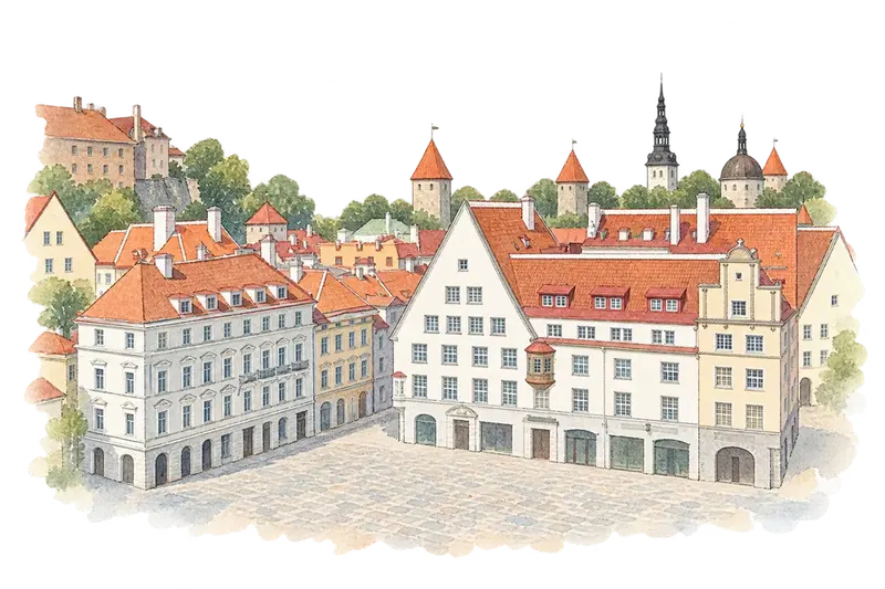 Historic Centre (Old Town) of Tallinnの水彩スケッチ
