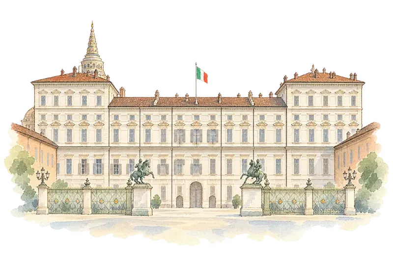 Residences of the Royal House of Savoyの水彩スケッチ