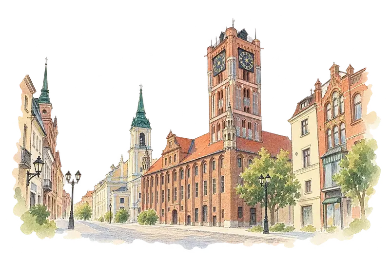 Medieval Town of Toruńの水彩スケッチ