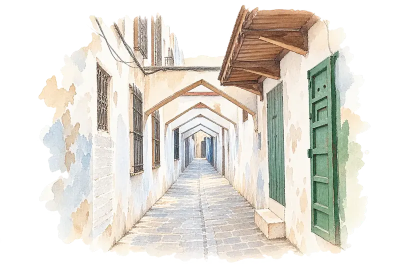 Medina of Tétouan (formerly known as Titawin)の水彩スケッチ