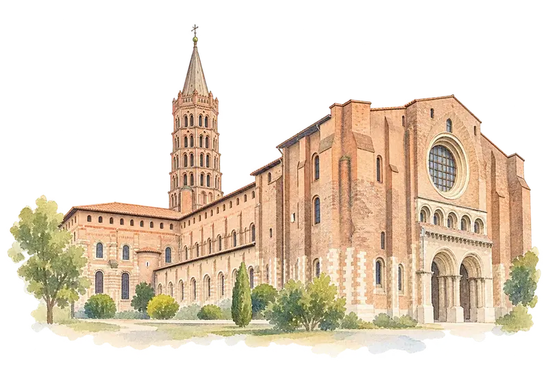 Routes of Santiago de Compostela in Franceの水彩スケッチ