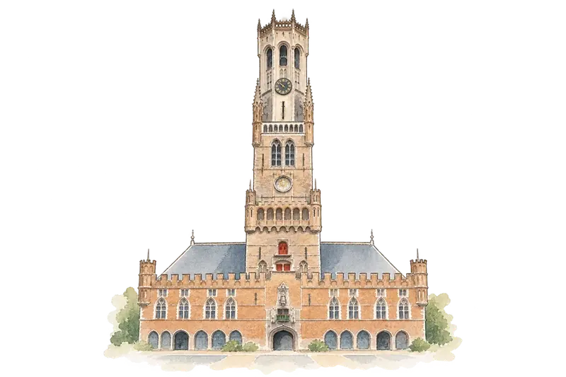 Belfries of Belgium and Franceの水彩スケッチ