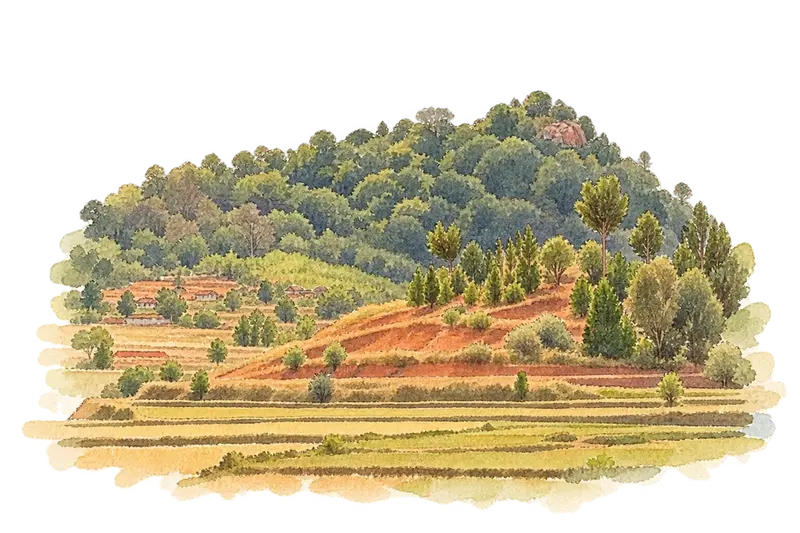 Royal Hill of Ambohimangaの水彩スケッチ