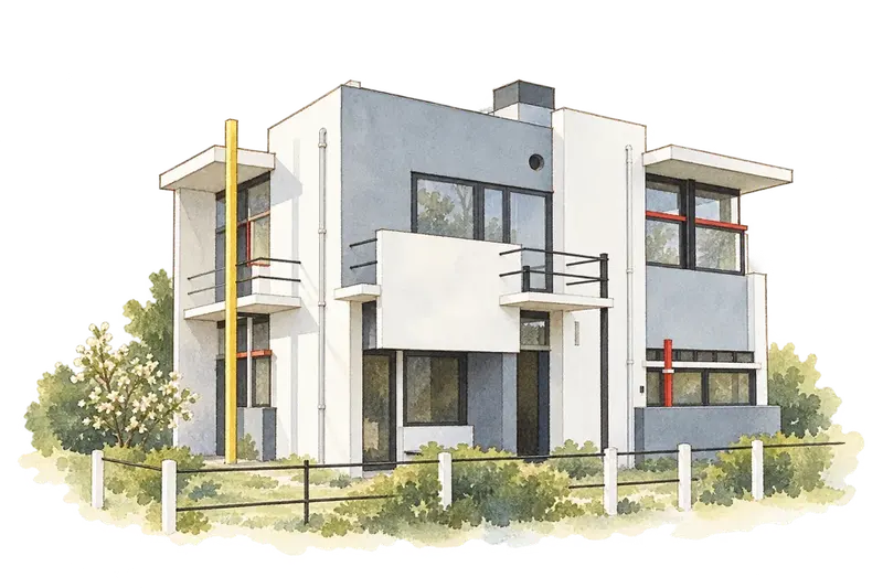 Rietveld Schröderhuis (Rietveld Schröder House)の水彩スケッチ