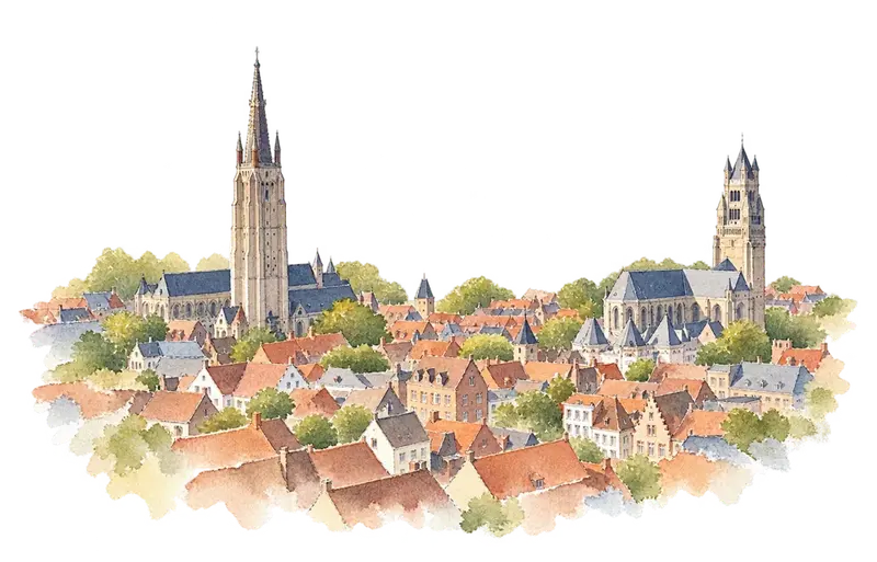 Historic Centre of Bruggeの水彩スケッチ
