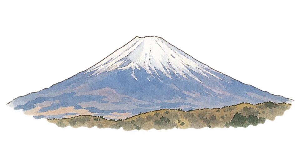 富士山を描いた淡い水彩スケッチ